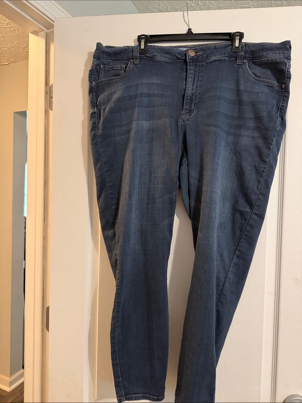 High-Rise Skinny Jeans in Dark Blue - Women's Stretch Denim